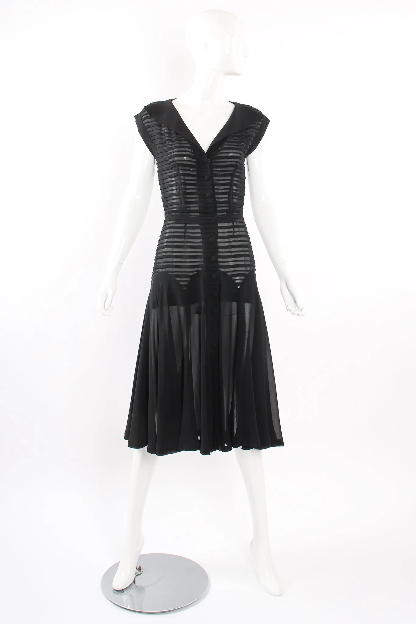 Silk Chiffon Tuck Dress