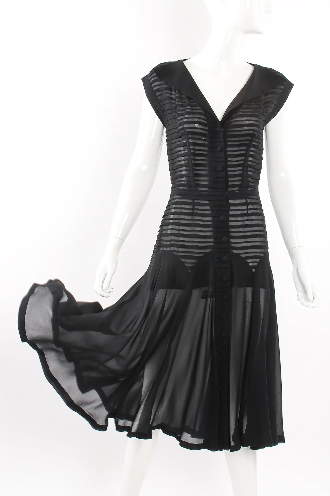 Silk Chiffon Tuck Dress