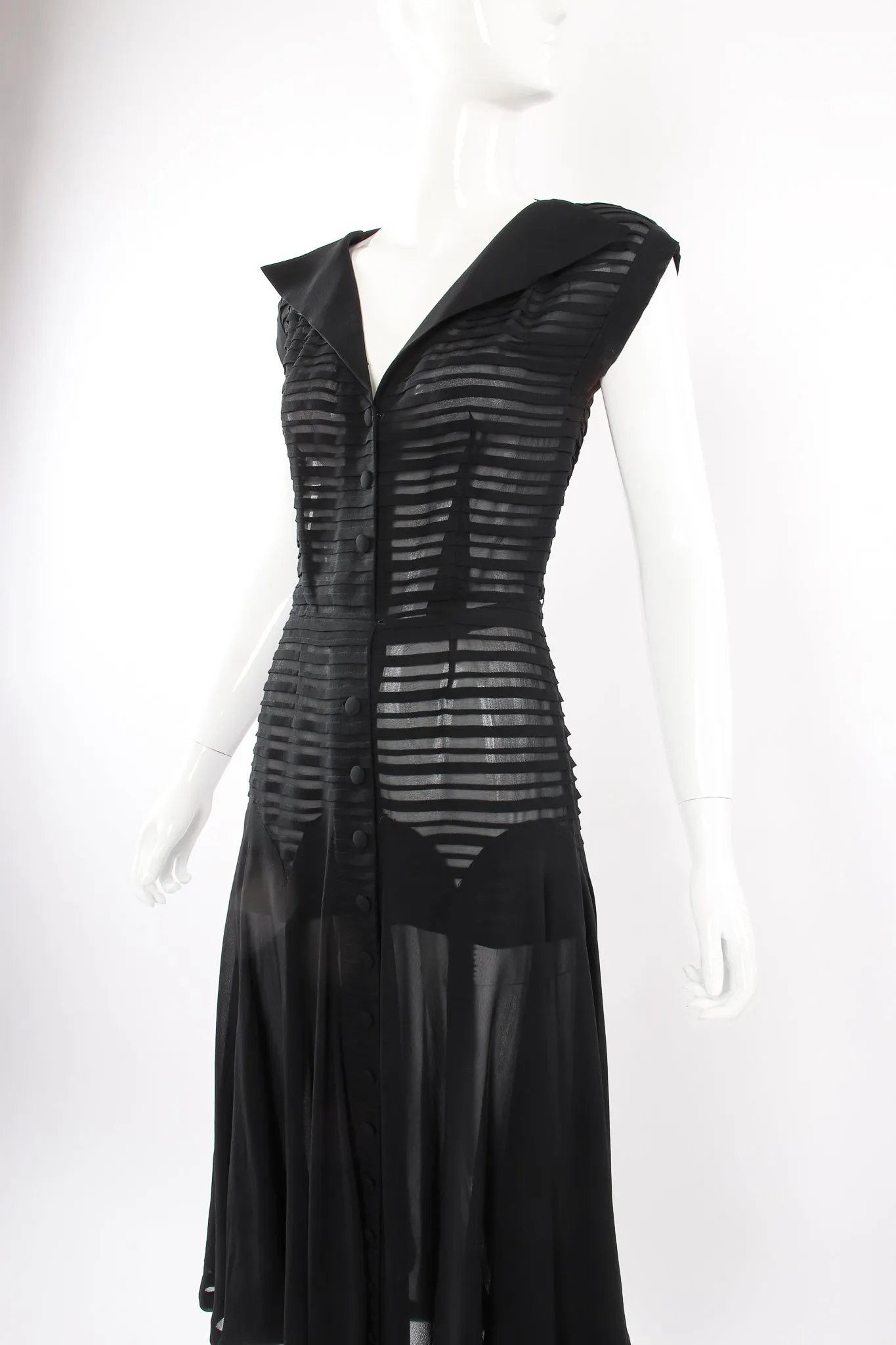 Silk Chiffon Tuck Dress