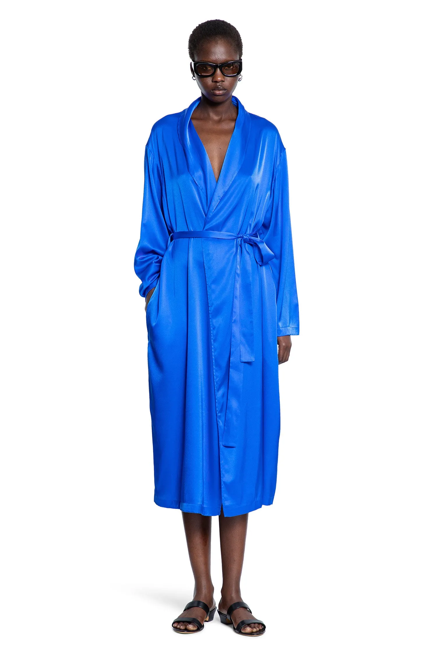 Silk Lounge Robe in Sapphire