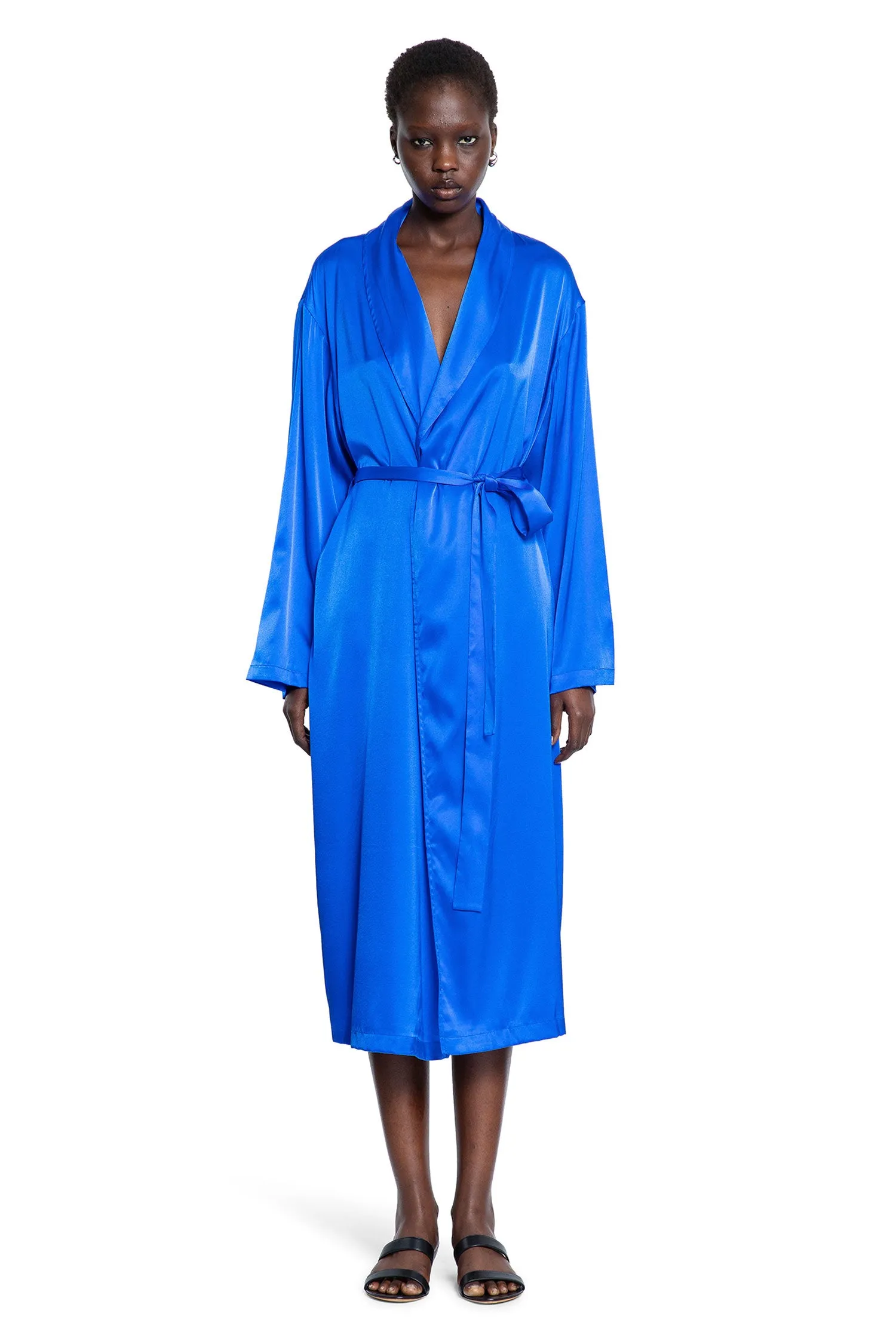 Silk Lounge Robe in Sapphire