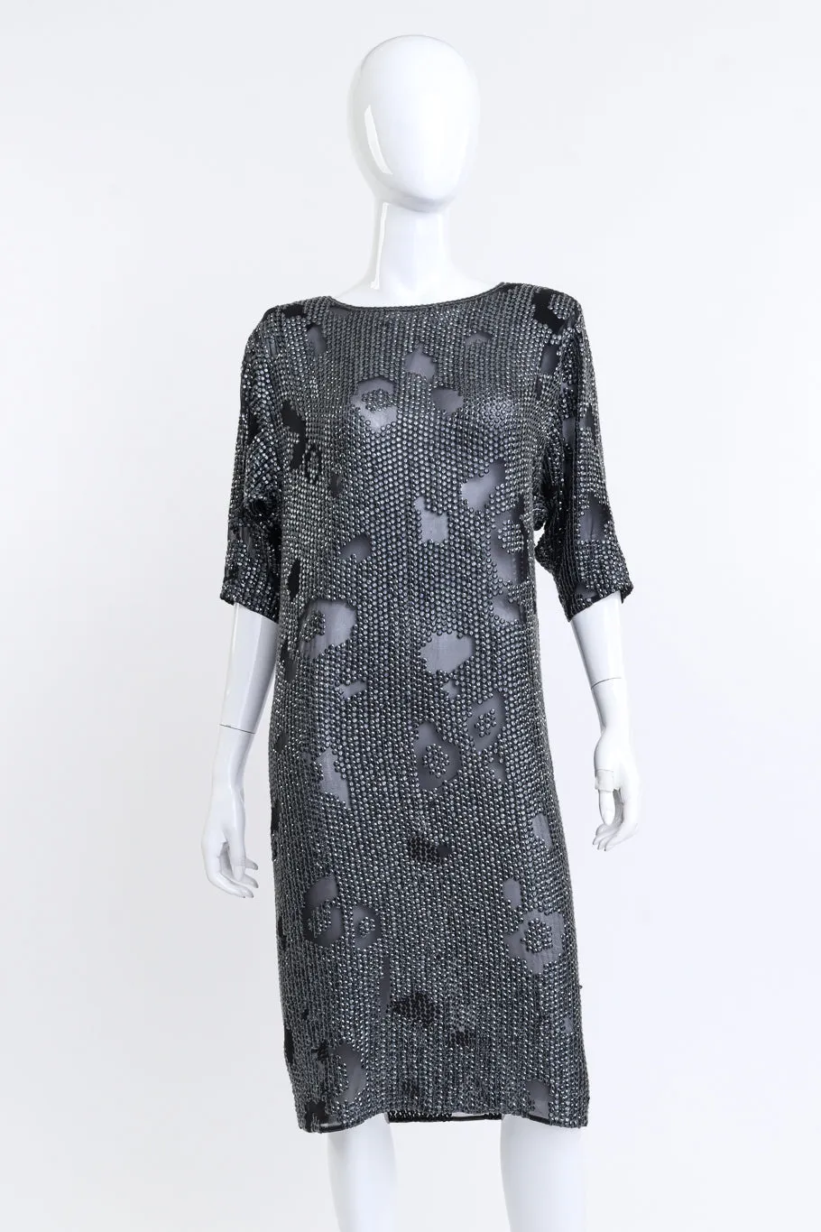Silk Sequin Leopard Print Shift Dress