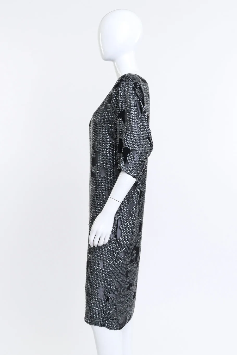 Silk Sequin Leopard Print Shift Dress