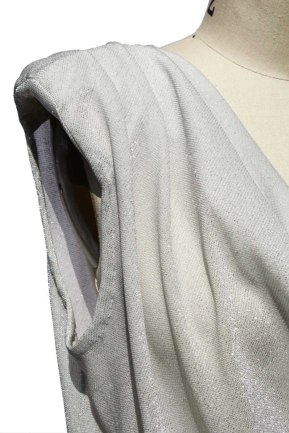Silver Knit High Shoulder Blouse