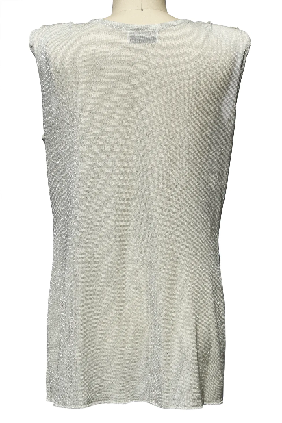 Silver Knit High Shoulder Blouse
