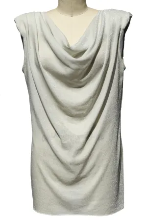 Silver Knit High Shoulder Blouse