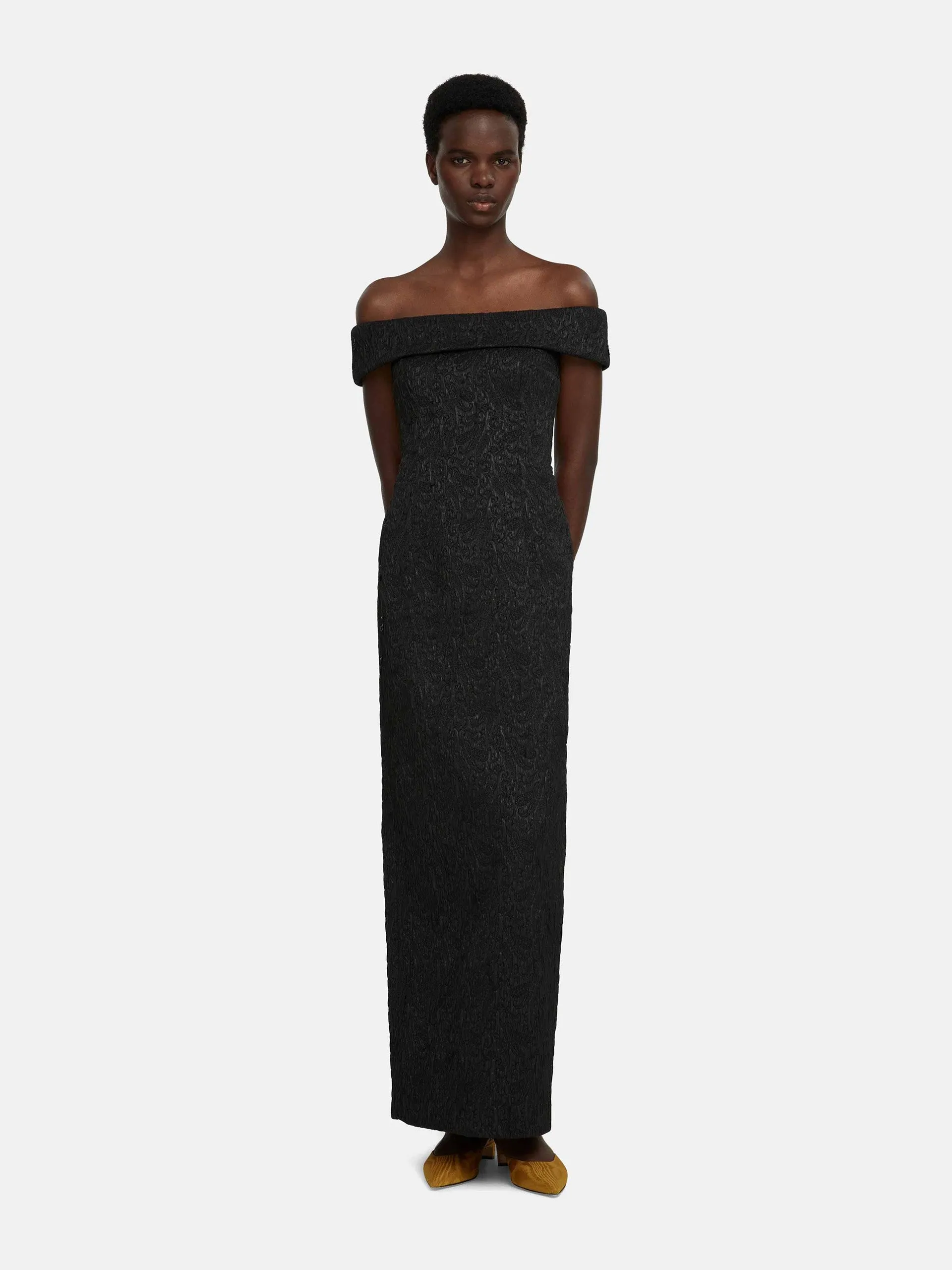 Sima black seersucker cloque dress