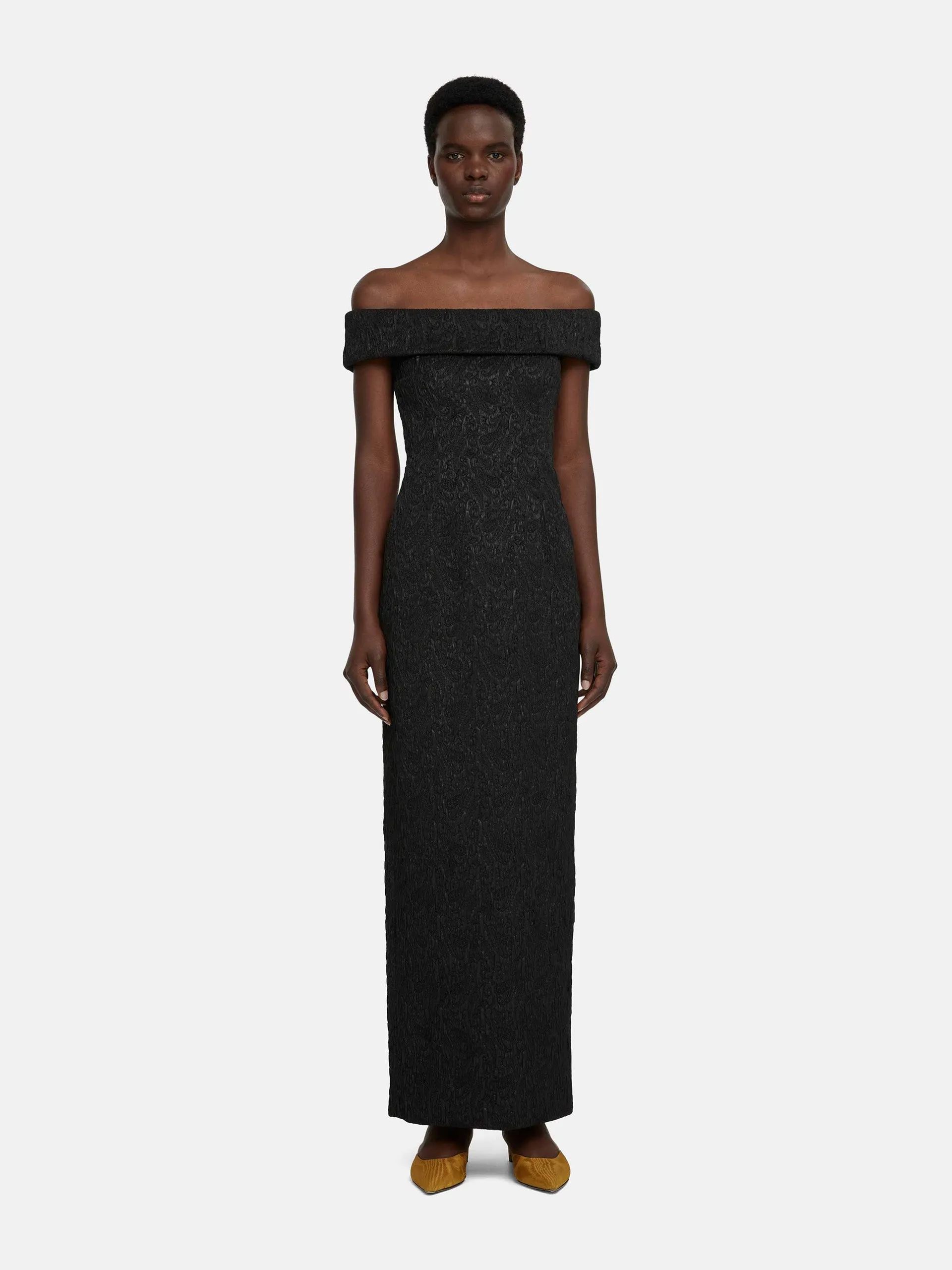 Sima black seersucker cloque dress
