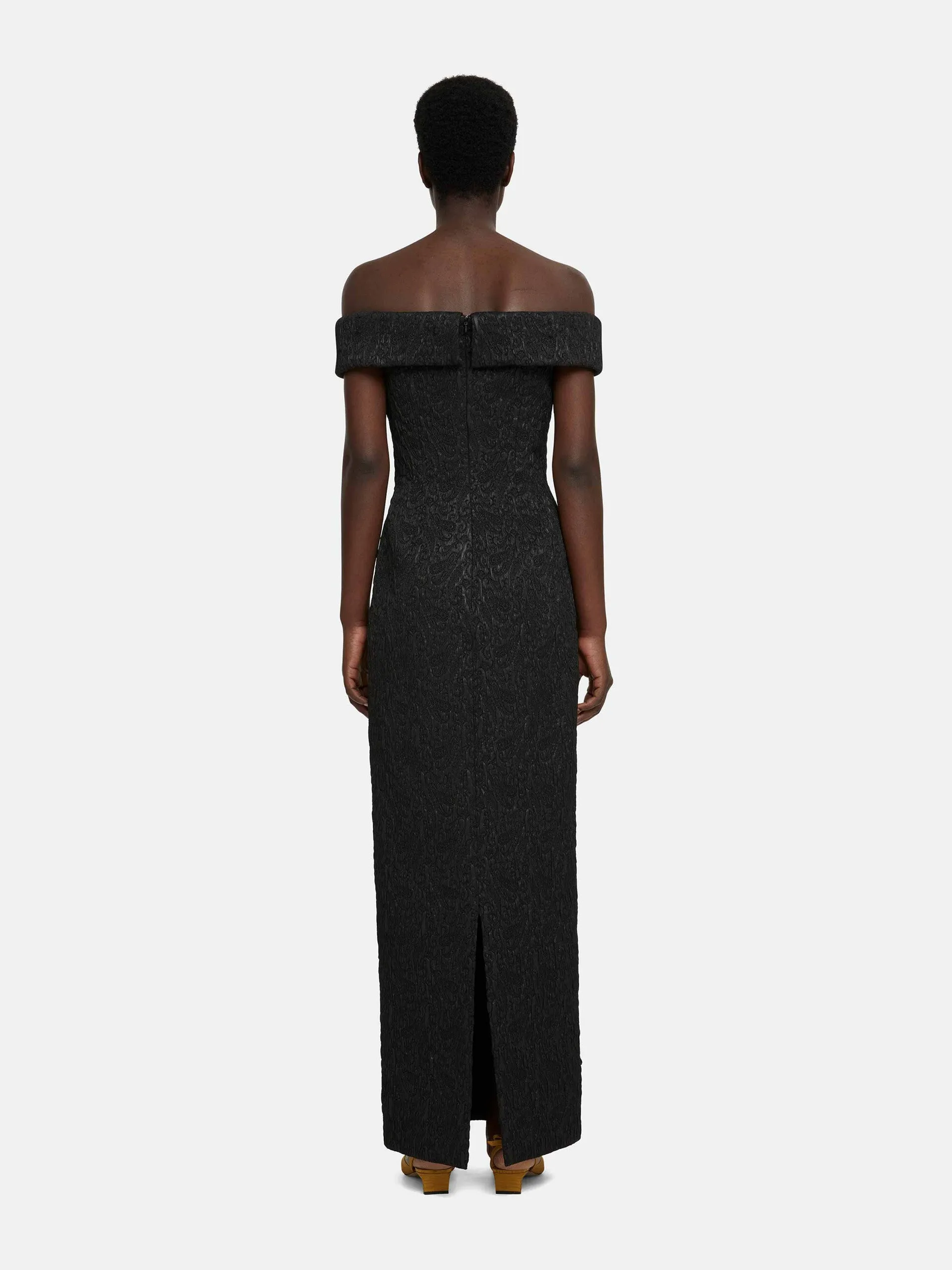 Sima black seersucker cloque dress