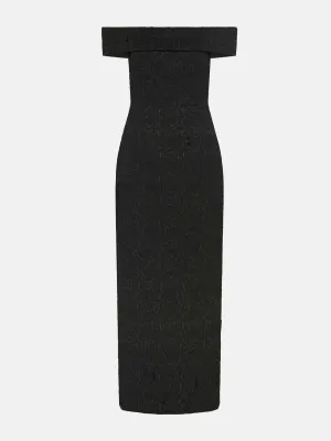 Sima black seersucker cloque dress