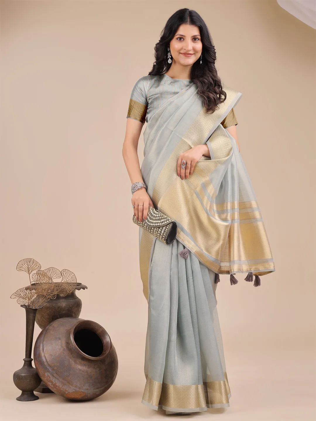 Sky Blue Organza Saree