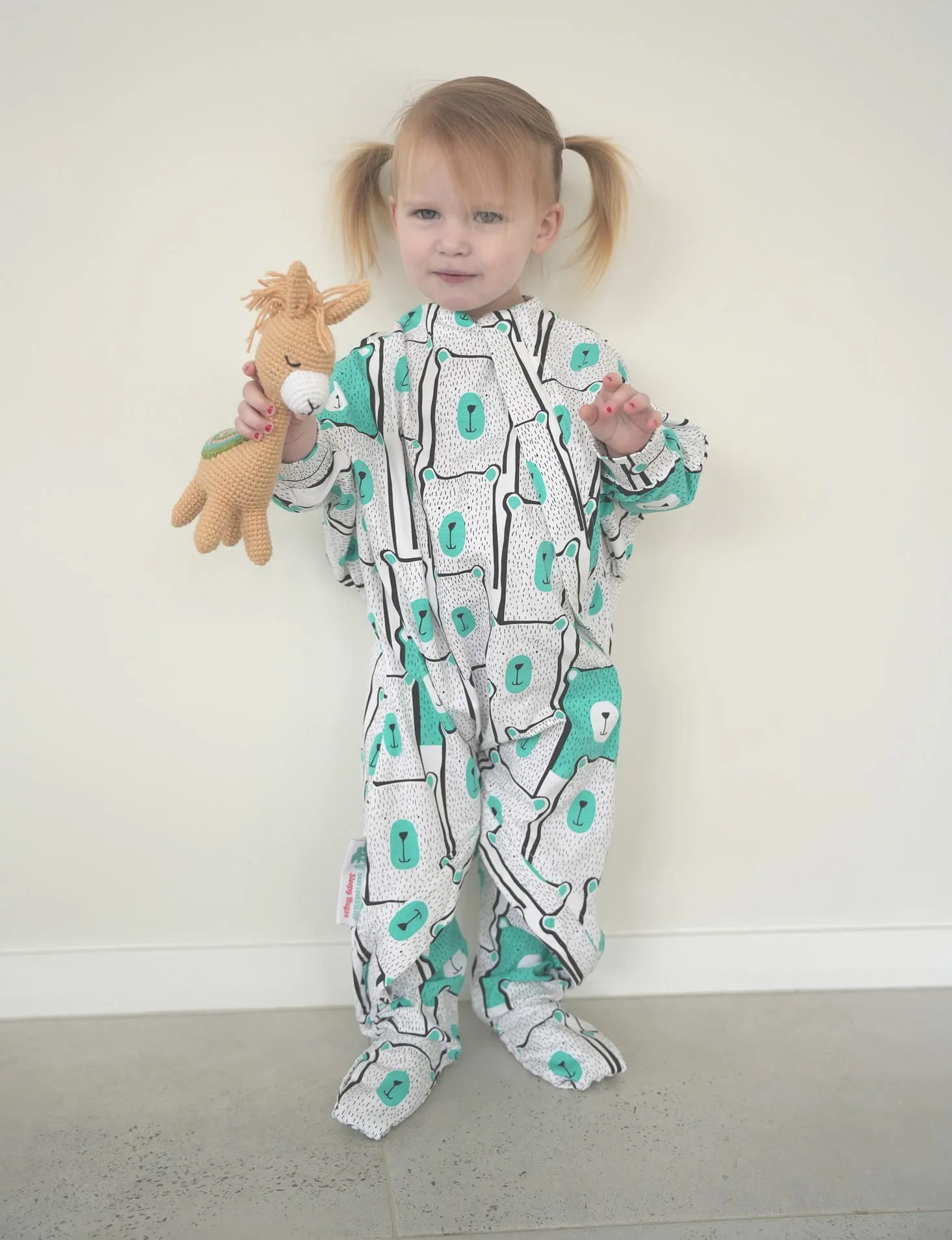 Sleepy Toddler Onesie Suit - Minty Bears (All Year Round)
