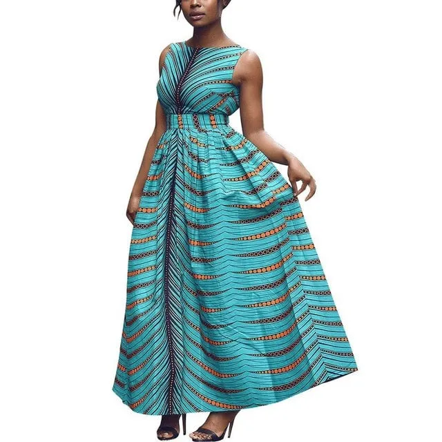 Sleeveless African Ankara Print Party Dresses