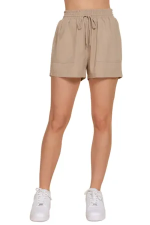 Smoked Waist Linen Shorts