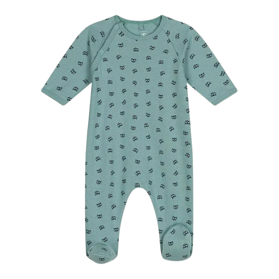Snap Raccoon Onesie in Green