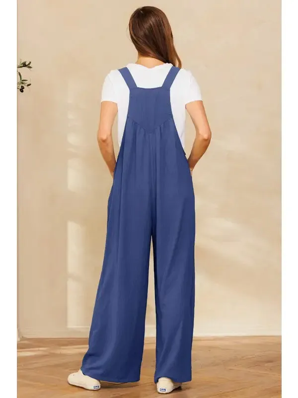 Solid Button Sling Jumpsuit