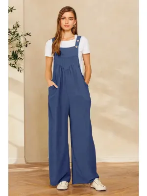 Solid Button Sling Jumpsuit