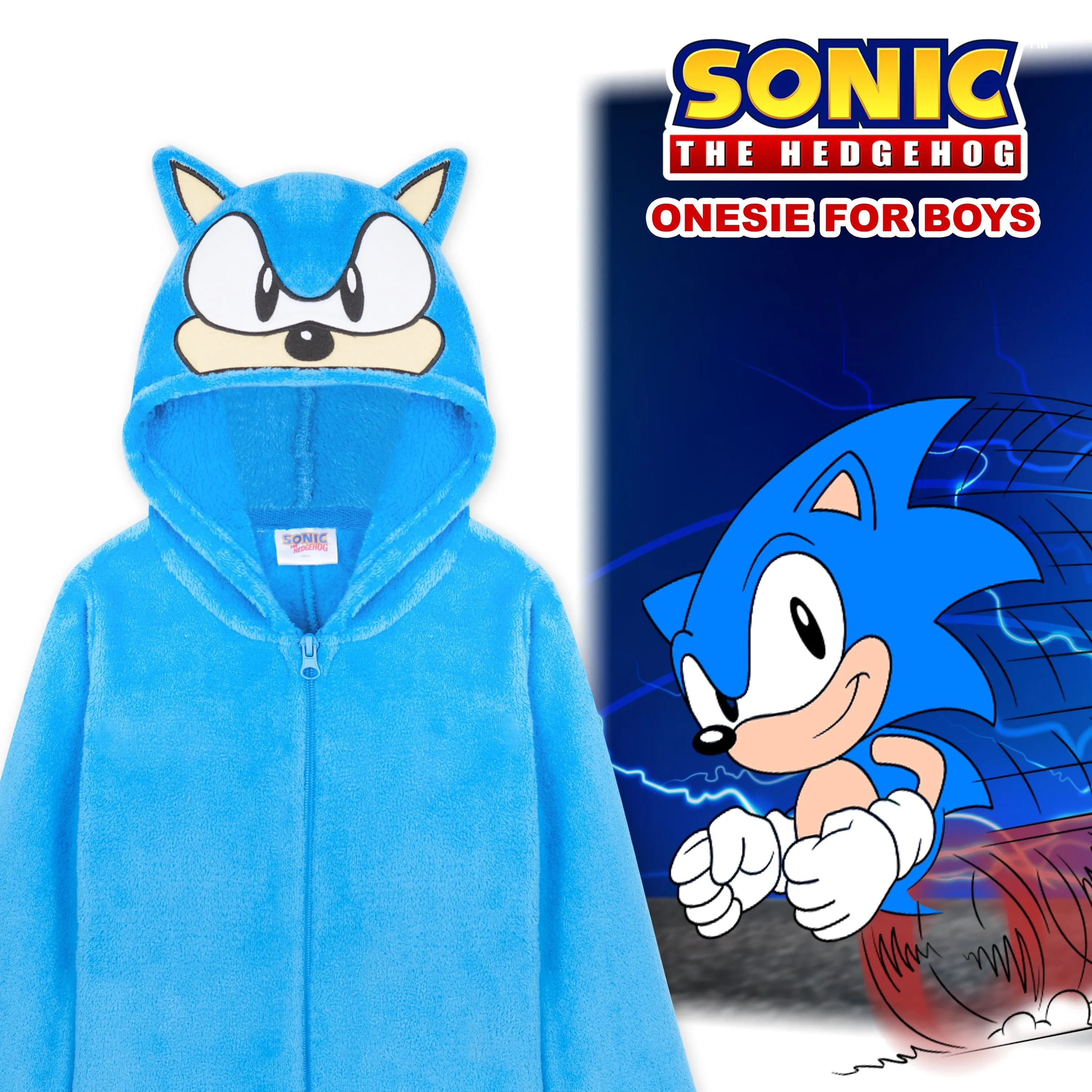 Sonic The Hedgehog Onesies for Boys, Fleece Onesie, Gamer Gifts