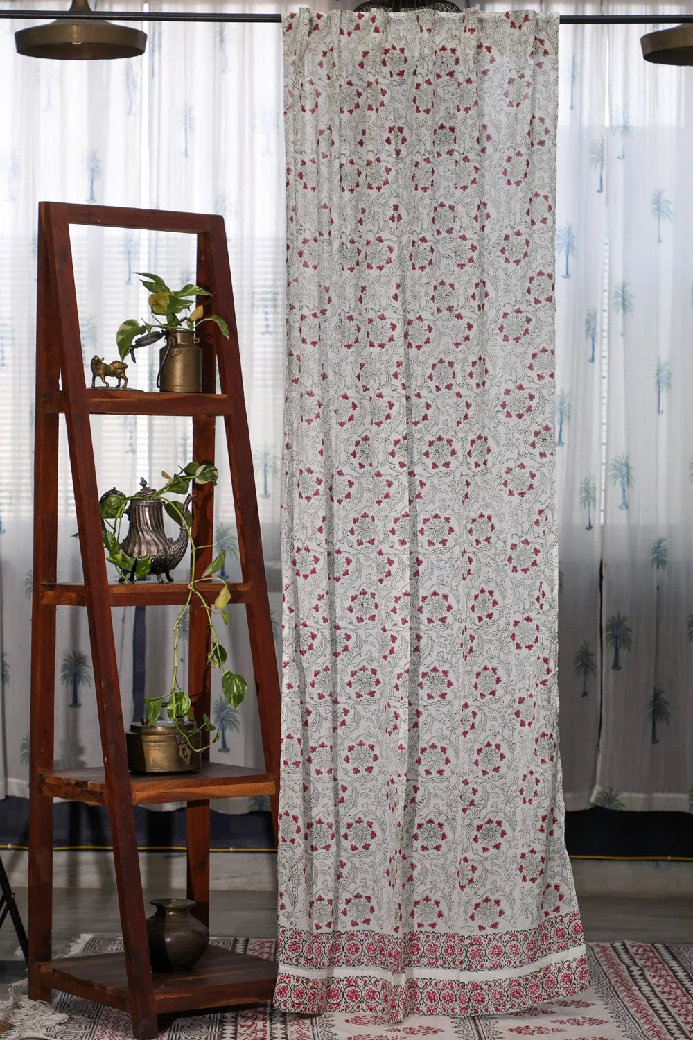 SootiSyahi 'Floral Chakras' Handblock Printed Cotton Door Curtain