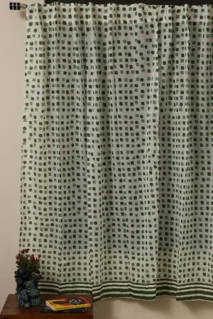 Sootisyahi 'Flowering Checks' Printed Voile Cotton Curtain
