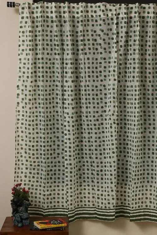 Sootisyahi 'Flowering Checks' Printed Voile Cotton Curtain