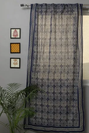 SootiSyahi 'Iris' Handblock Printed Cotton Door Curtain