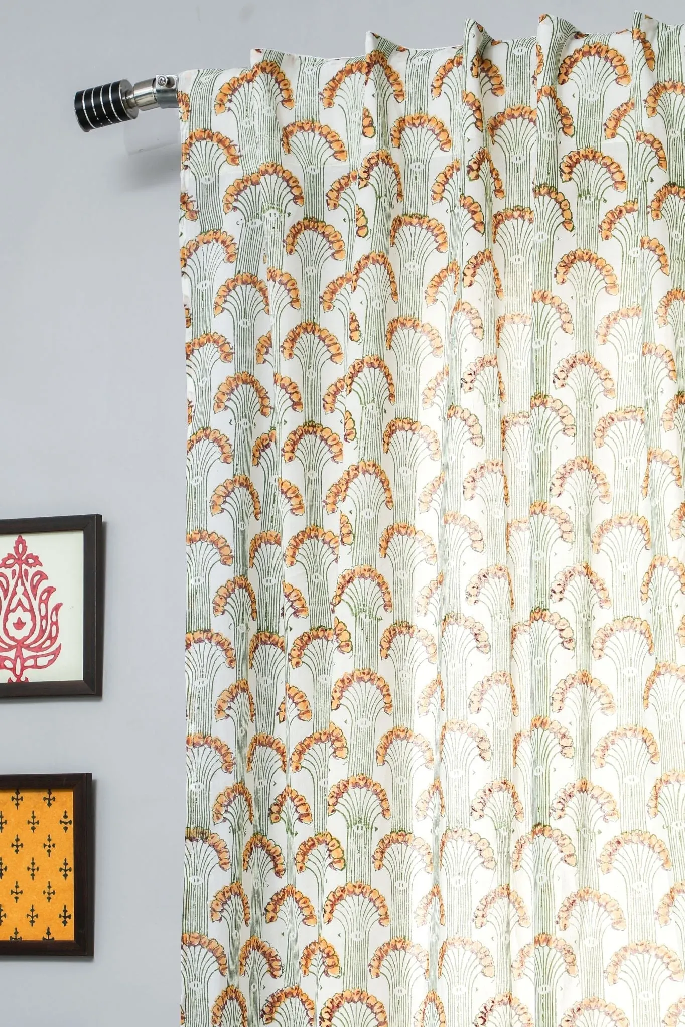 'Sparkle’s Garden' Handblock Printed Cotton Window Curtain