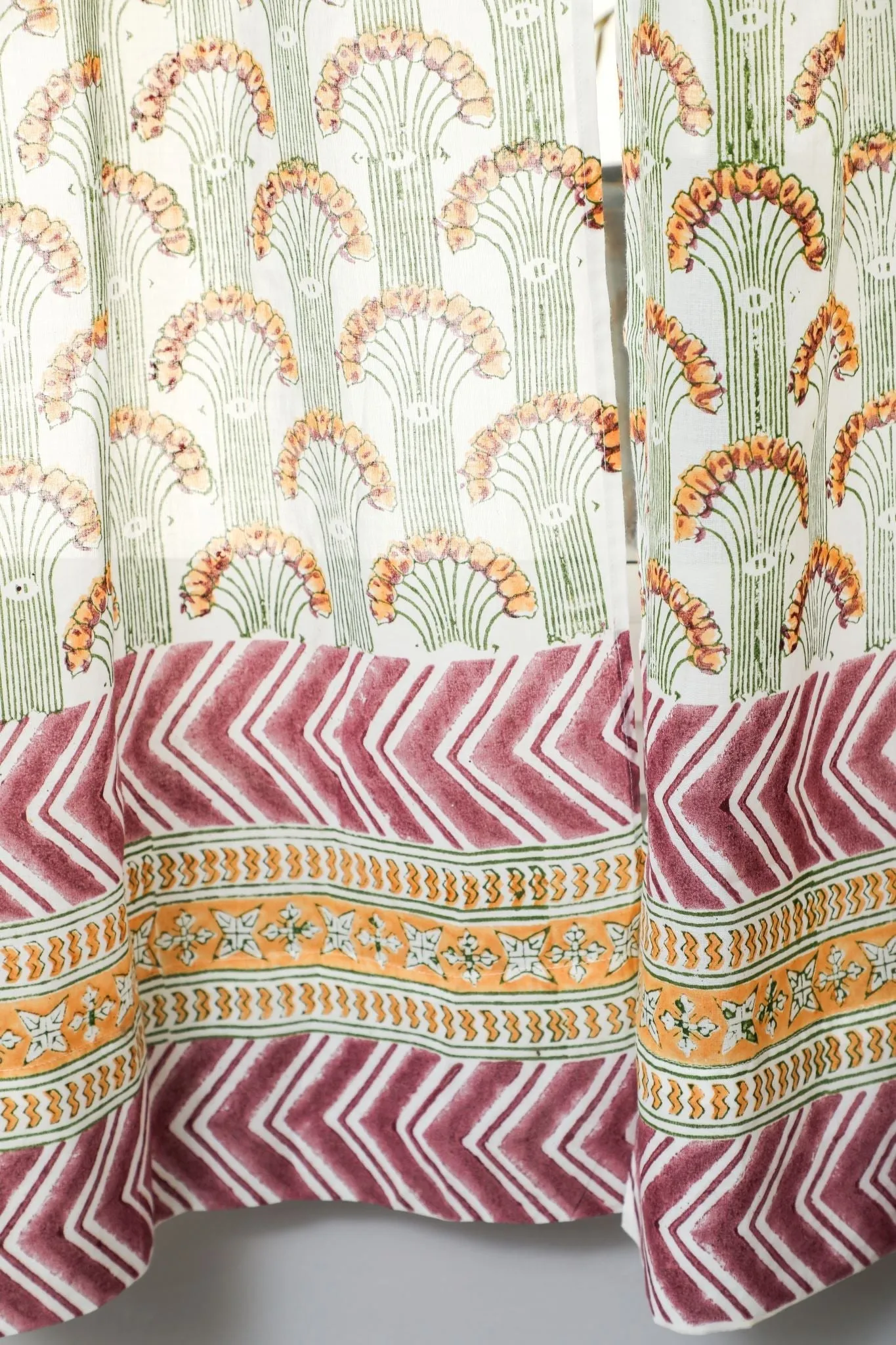 'Sparkle’s Garden' Handblock Printed Cotton Window Curtain