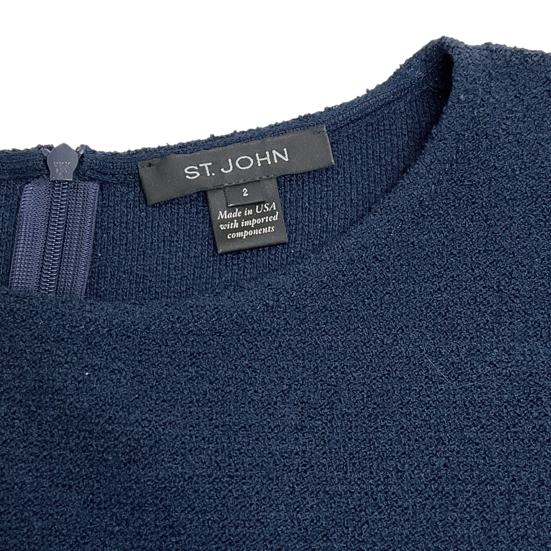 St. John Navy Blue Wool Classic Sleeveless Dress