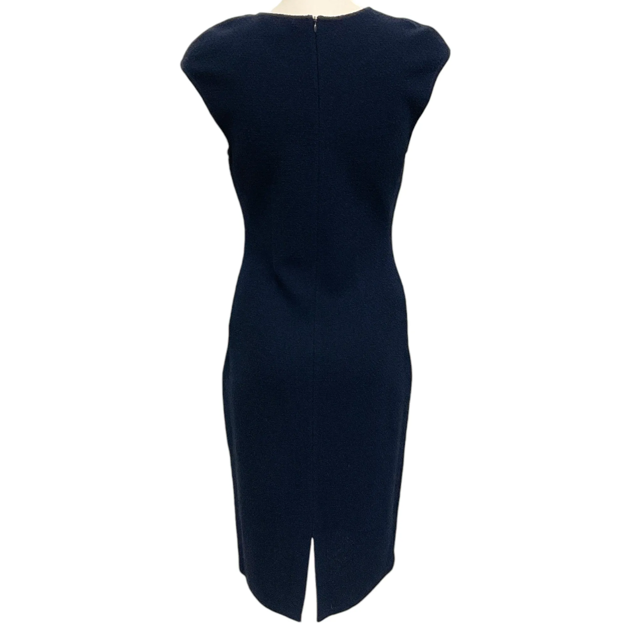 St. John Navy Blue Wool Classic Sleeveless Dress
