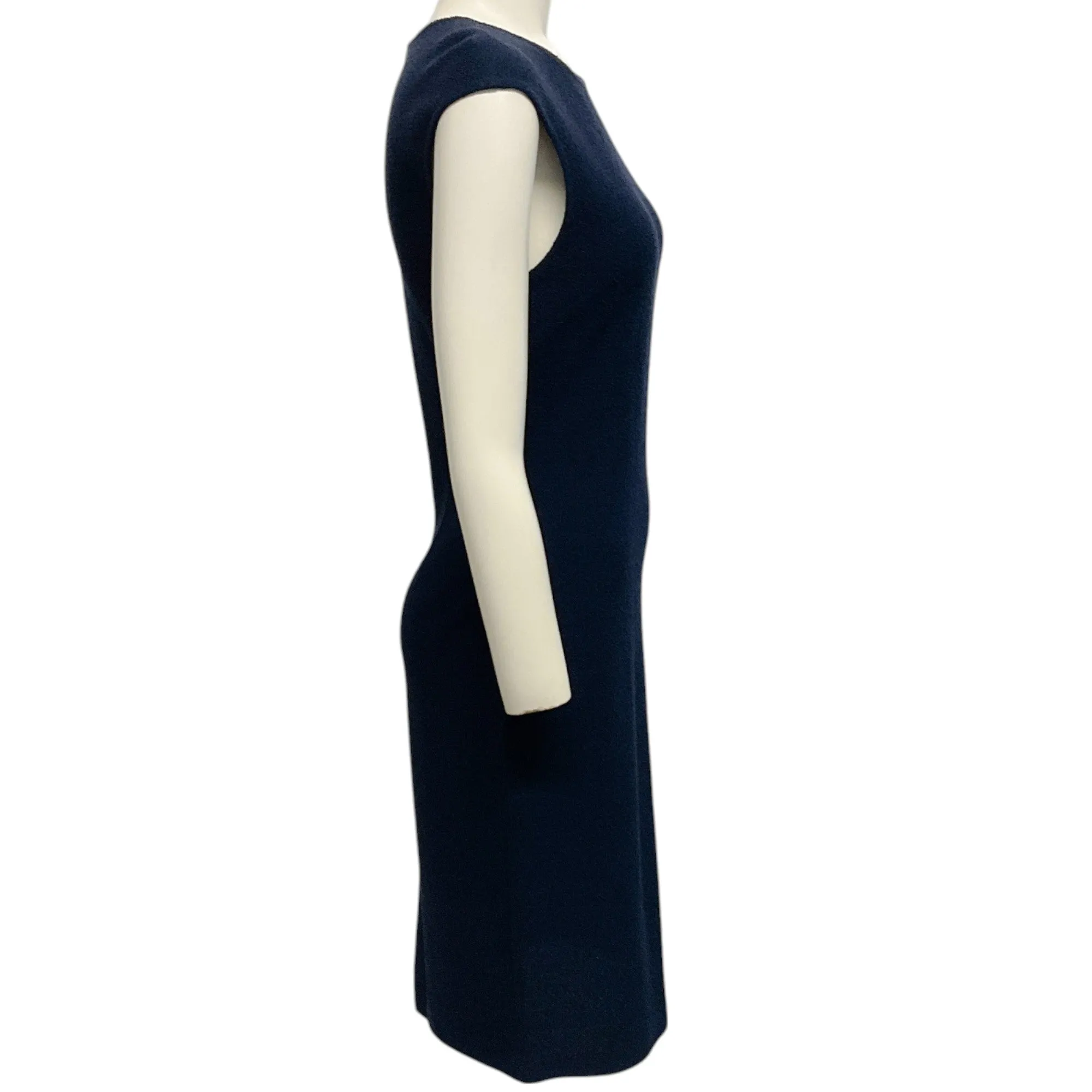 St. John Navy Blue Wool Classic Sleeveless Dress