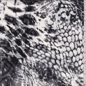 Stone Grey/Black/Ivory Snakeskin Crepe Georgette Fabric