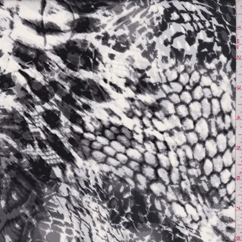 Stone Grey/Black/Ivory Snakeskin Crepe Georgette Fabric