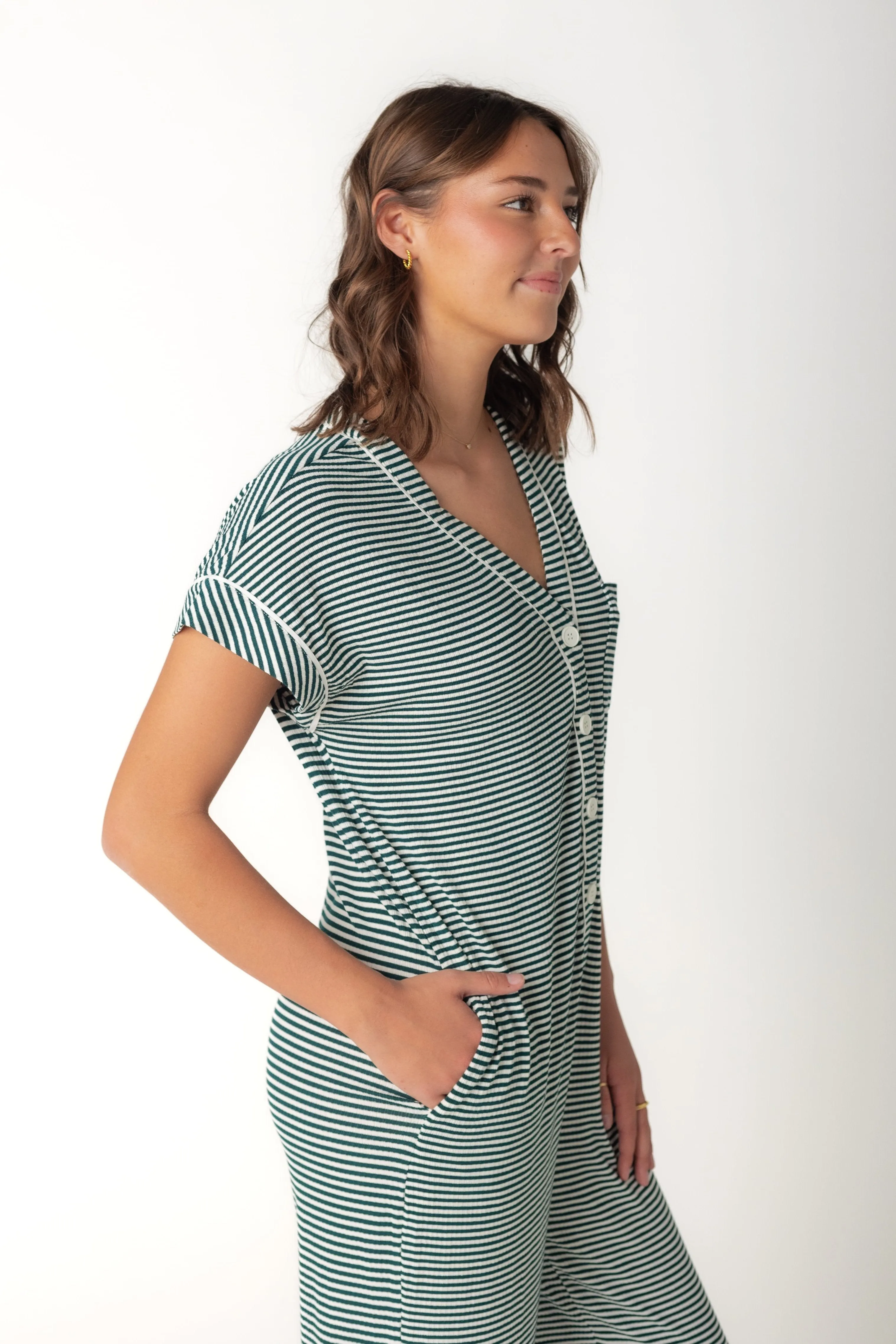 Striped Onesie Pajama - Petite
