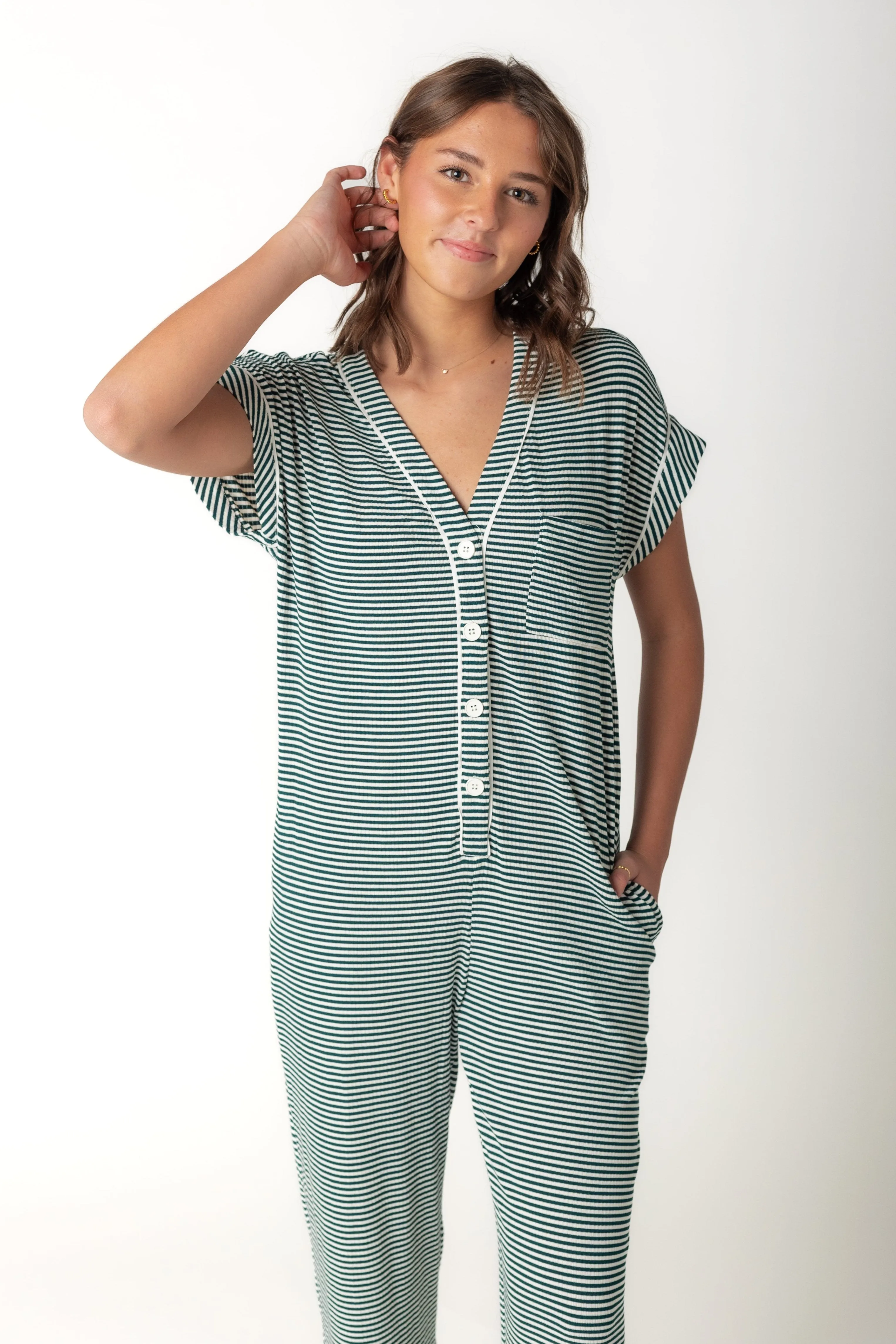 Striped Onesie Pajama - Petite