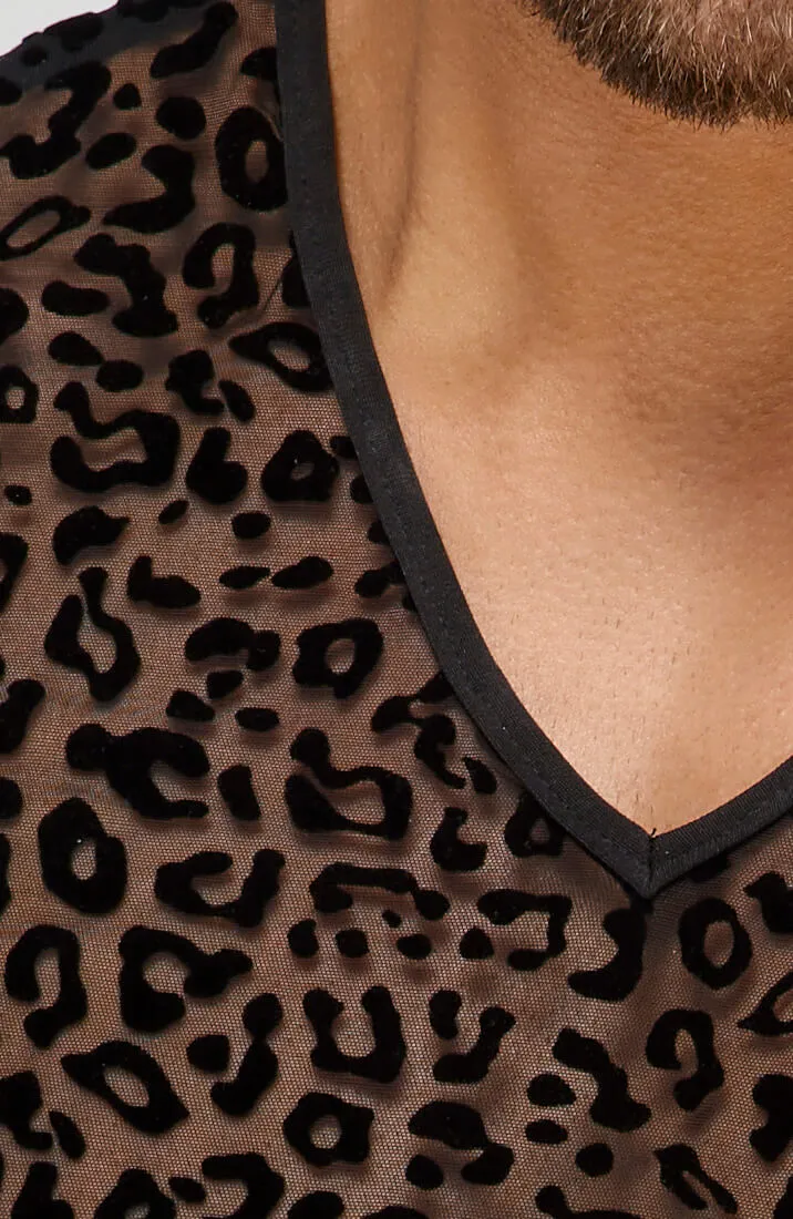 T-shirt with leopard flock embroidery - Rowdy Hunk