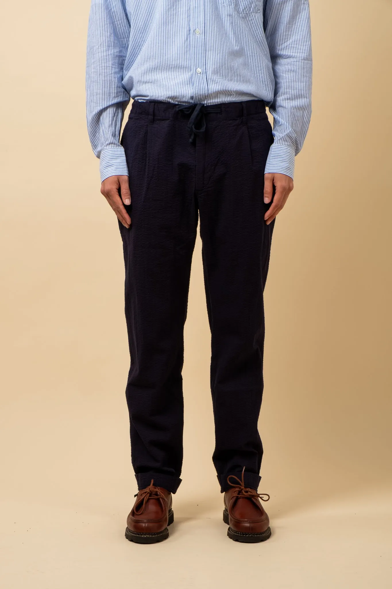 Tanker Pants Seersucker - Deep Blue