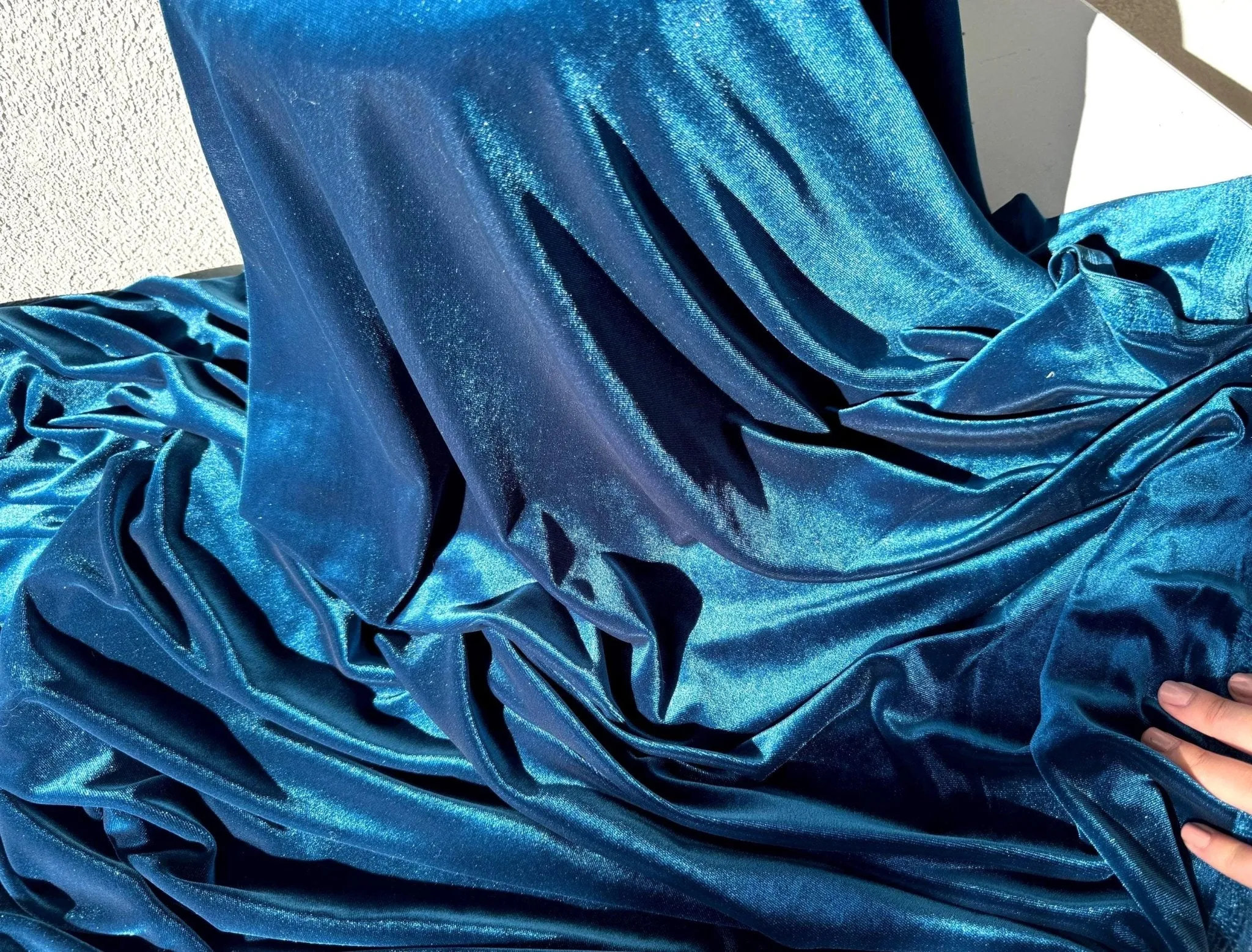 Teal Luxury Velvet Fabric Stretch by Yard Blue Velvet Material For Dresses, Clothes, Scrunchies, Bows, Backdrops, Drapes, Baby Shower Fabric