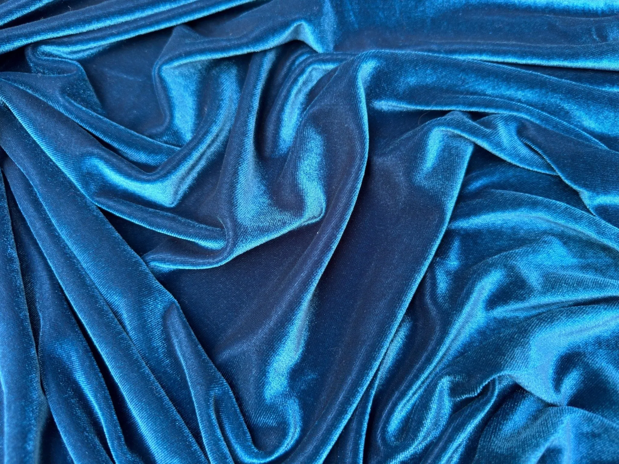 Teal Luxury Velvet Fabric Stretch by Yard Blue Velvet Material For Dresses, Clothes, Scrunchies, Bows, Backdrops, Drapes, Baby Shower Fabric