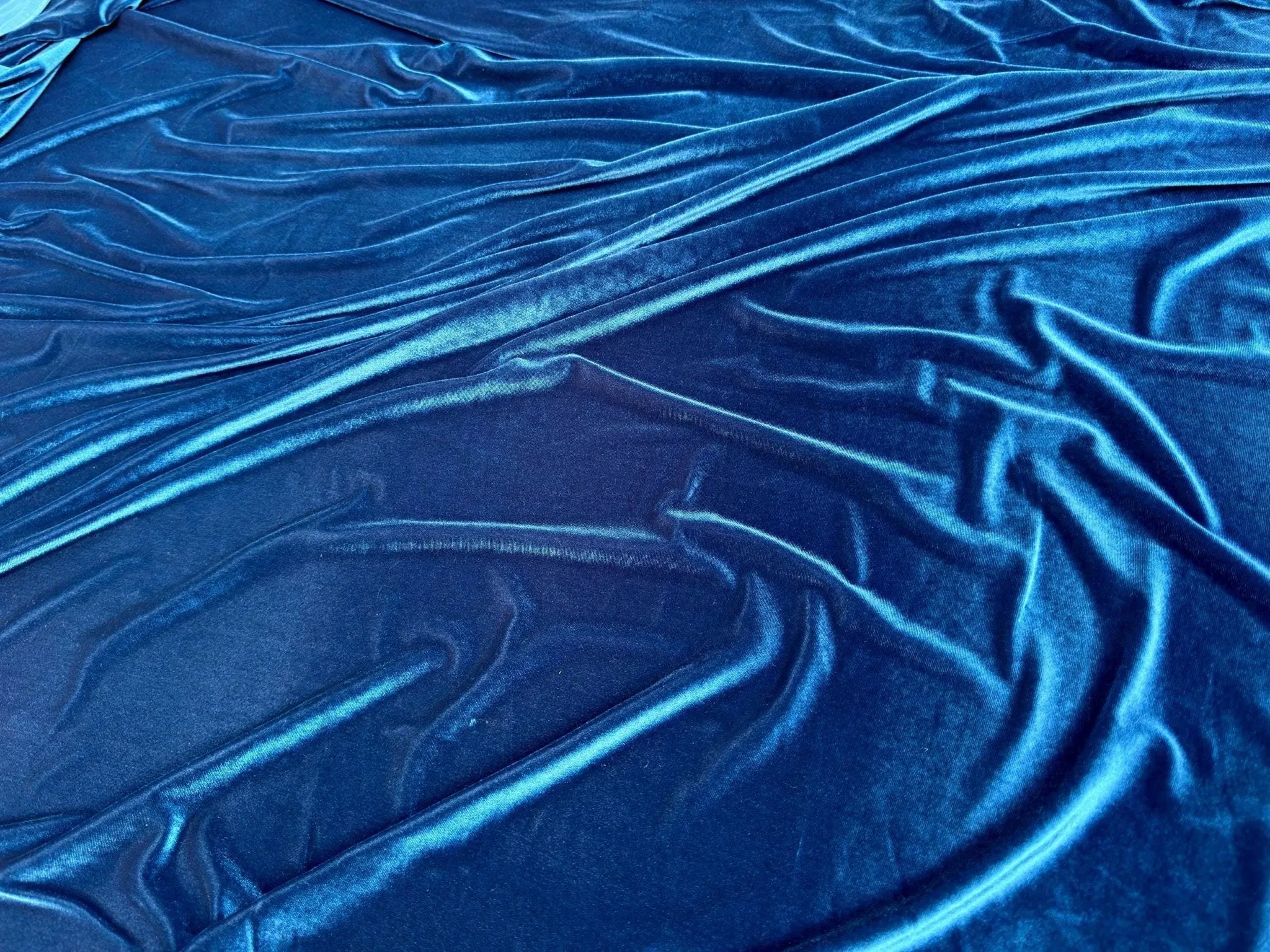 Teal Luxury Velvet Fabric Stretch by Yard Blue Velvet Material For Dresses, Clothes, Scrunchies, Bows, Backdrops, Drapes, Baby Shower Fabric