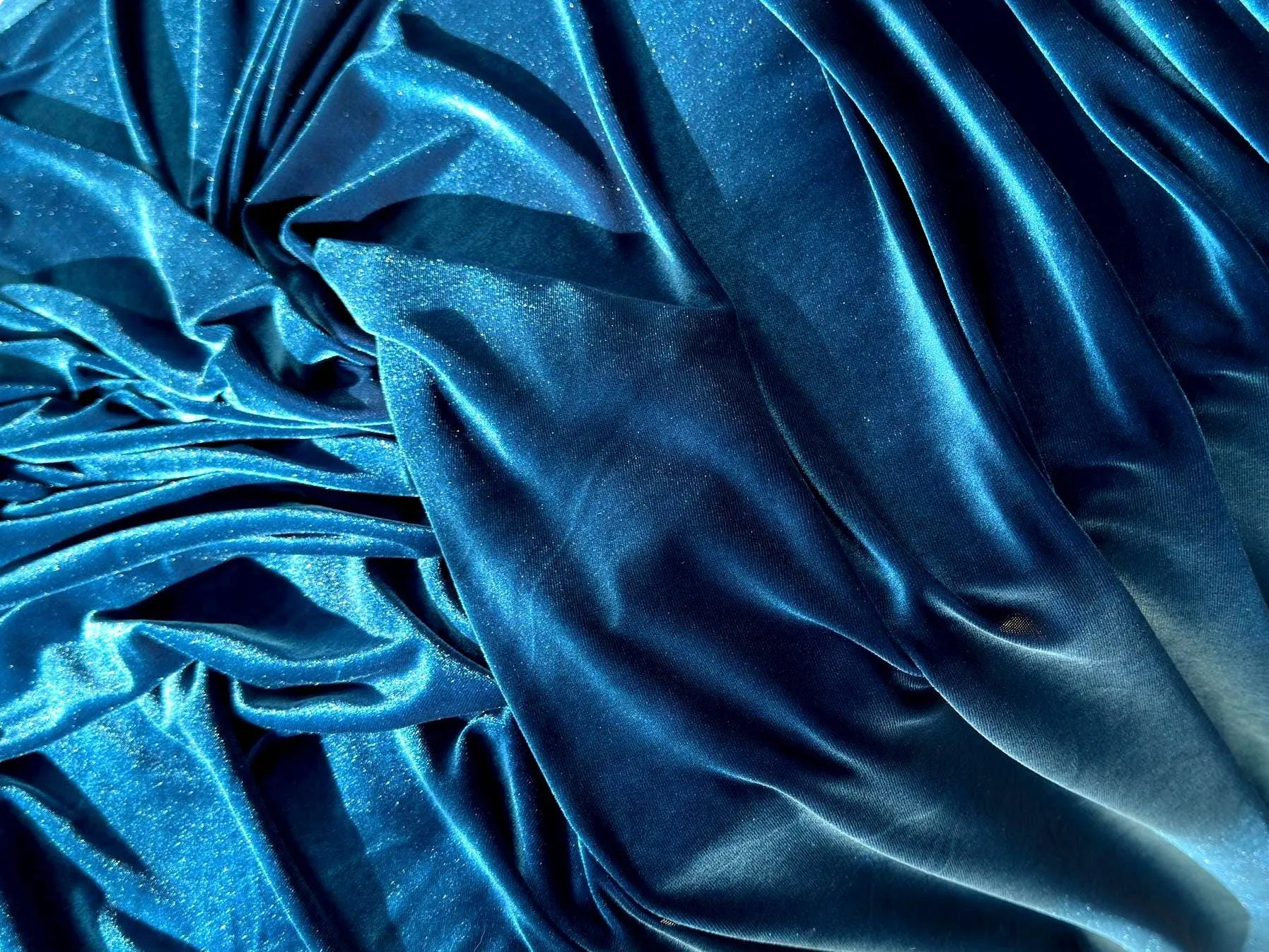 Teal Luxury Velvet Fabric Stretch by Yard Blue Velvet Material For Dresses, Clothes, Scrunchies, Bows, Backdrops, Drapes, Baby Shower Fabric