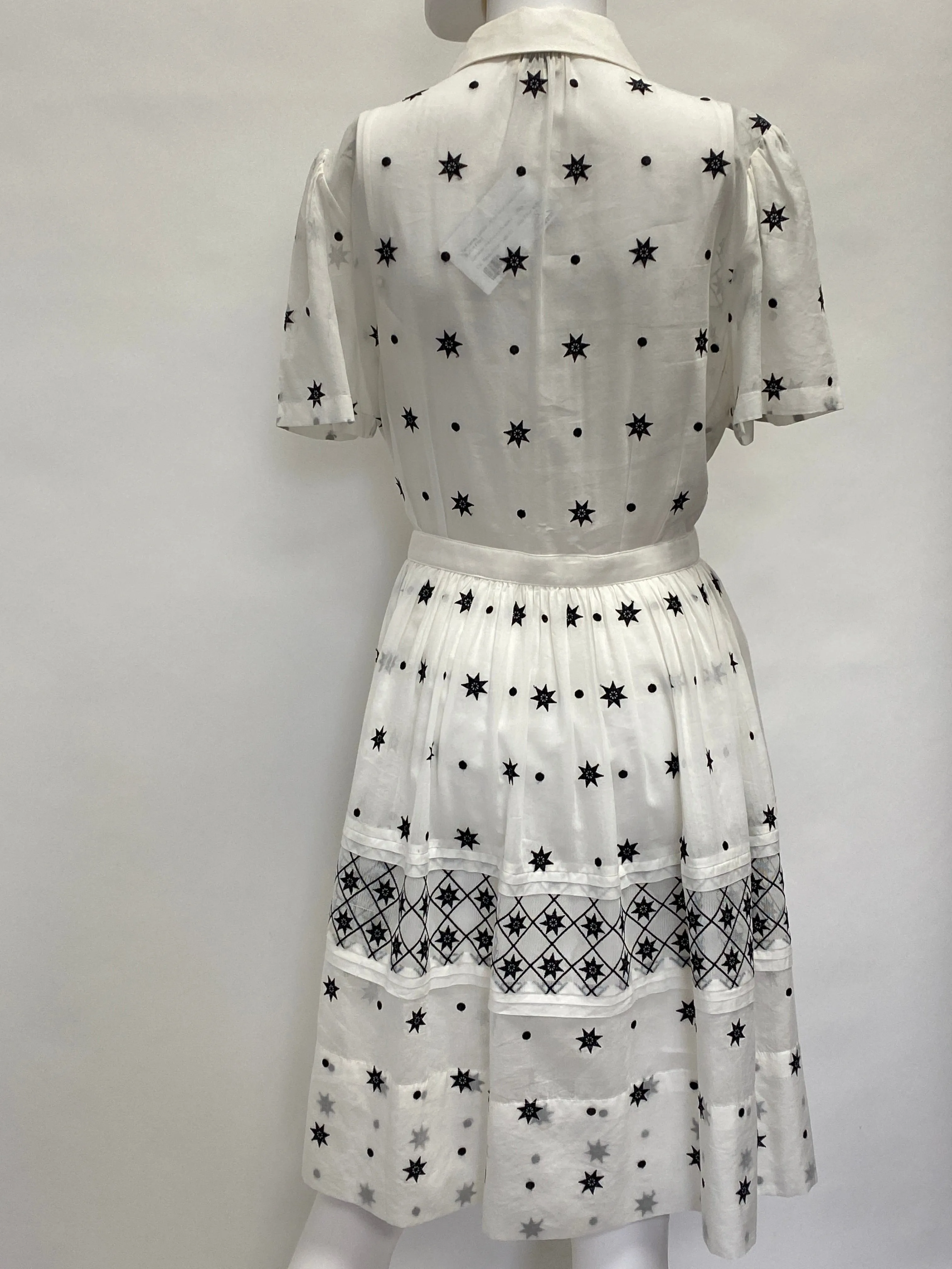 Temperley London White Short Sleeve Dress Button Front