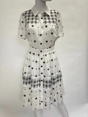 Temperley London White Short Sleeve Dress Button Front