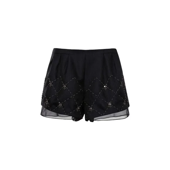 Thakoon Addition Blue Black Jeweled Shorts sz 6