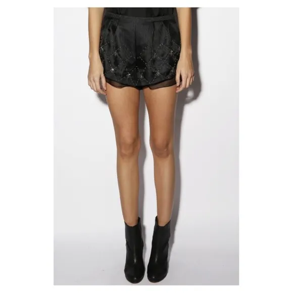 Thakoon Addition Blue Black Jeweled Shorts sz 6