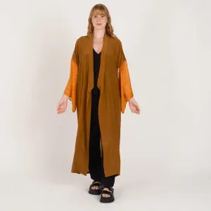 THE LONG SILK BANDAHNI KIMONO Amber and Orange