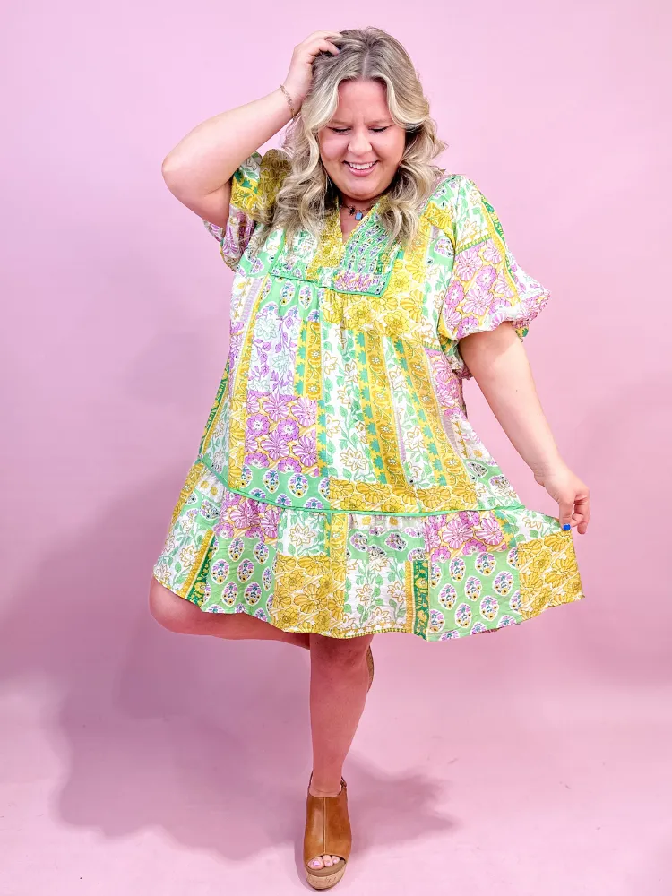 The Millie Dress - Green Mix