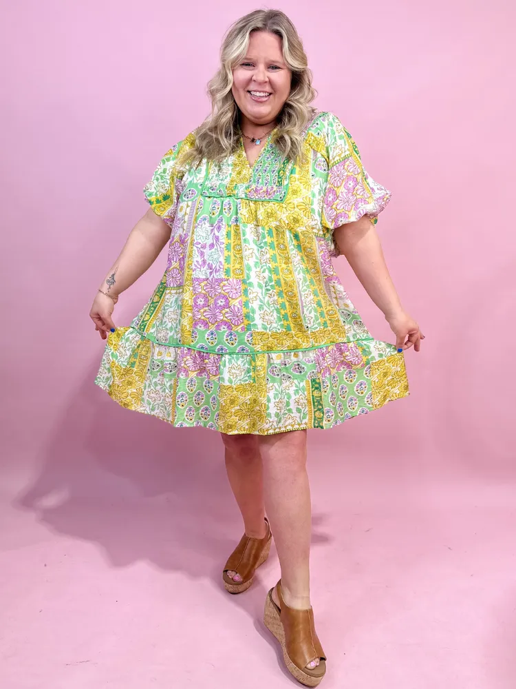The Millie Dress - Green Mix