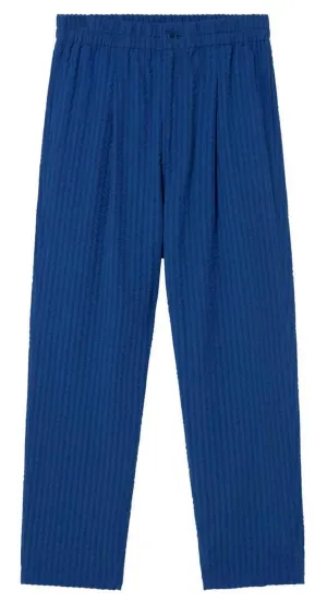 THINKING MU Luc seersucker pants cobalt men