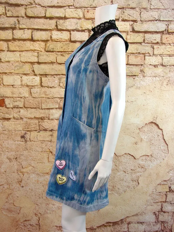 Tie Dye Denim Jumpsuit, Short Flared Overalls, Candy Festival Culotte Playsuit, Size Medium